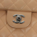CHANEL Matelasse Cambon Line Shoulder Bag Leather Beige Silver CC Auth 110229A-20