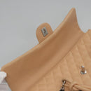 CHANEL Matelasse Cambon Line Shoulder Bag Leather Beige Silver CC Auth 110229A-22