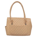 CHANEL Matelasse Cambon Line Shoulder Bag Leather Beige Silver CC Auth 110229A-2