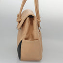 CHANEL Matelasse Cambon Line Shoulder Bag Leather Beige Silver CC Auth 110229A-3