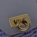 Salvatore Ferragamo Gancini Handtas Wicker Paars Goud Auth 110237AM-18