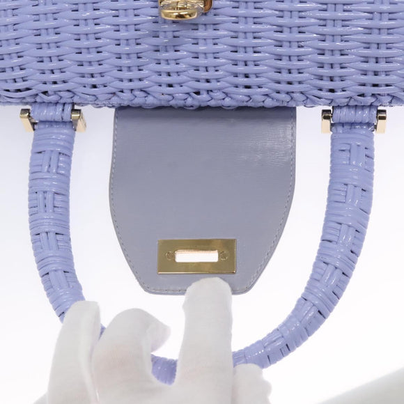 Salvatore Ferragamo Gancini Handtas Wicker Paars Goud Auth 110237AM