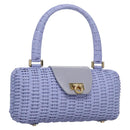 Salvatore Ferragamo Gancini Handtas Wicker Paars Goud Auth 110237AM-1