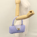 Salvatore Ferragamo Gancini Handtas Wicker Paars Goud Auth 110237AM-23
