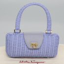 Salvatore Ferragamo Gancini Handtas Wicker Paars Goud Auth 110237AM-12