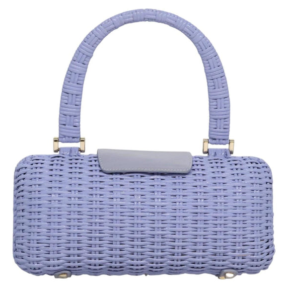 Salvatore Ferragamo Gancini Handtas Wicker Paars Goud Auth 110237AM