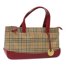 BURBERRY Nova Check Hand Bag Canvas Beige Auth 110238-1
