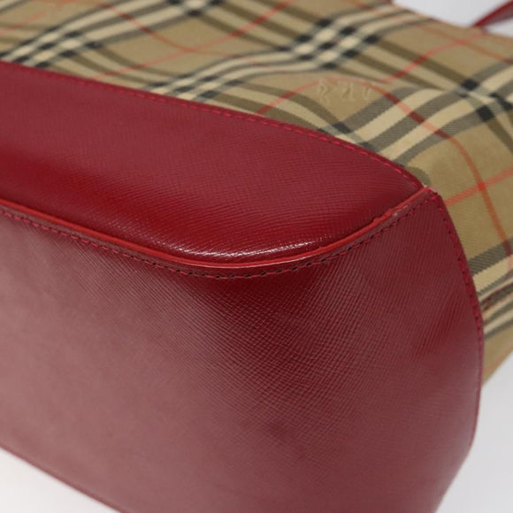 BURBERRY Nova Check Hand Bag Canvas Beige Auth 110238