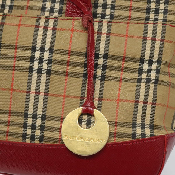 BURBERRY Nova Check Hand Bag Canvas Beige Auth 110238