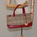 BURBERRY Nova Check Hand Bag Canvas Beige Auth 110238-22