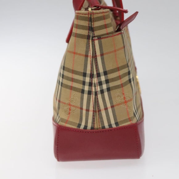 BURBERRY Nova Check Hand Bag Canvas Beige Auth 110238