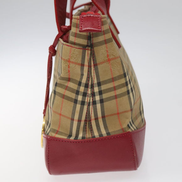 BURBERRY Nova Check Hand Bag Canvas Beige Auth 110238