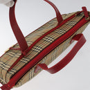 BURBERRY Nova Check Hand Bag Canvas Beige Auth 110238-6