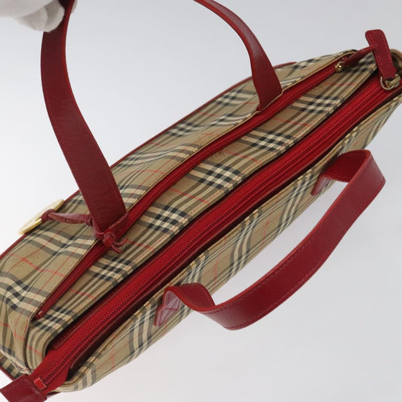 BURBERRY Nova Check Hand Bag Canvas Beige Auth 110238
