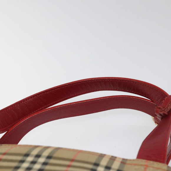 BURBERRY Nova Check Hand Bag Canvas Beige Auth 110238
