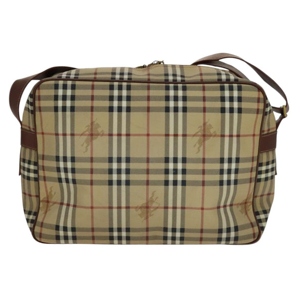 BURBERRY Nova Check Shoulder Bag PVC Beige Auth 110240