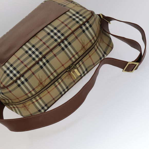 BURBERRY Nova Check Shoulder Bag PVC Beige Auth 110240