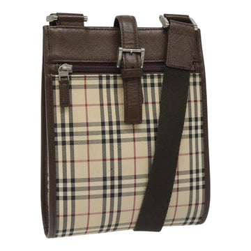 BURBERRY Nova Check Shoulder Bag Canvas Beige Auth 110242