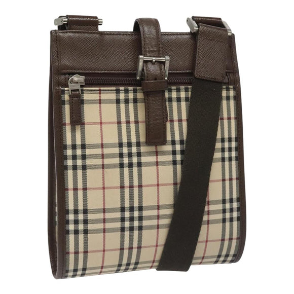 BURBERRY Nova Check Shoulder Bag Canvas Beige Auth 110242