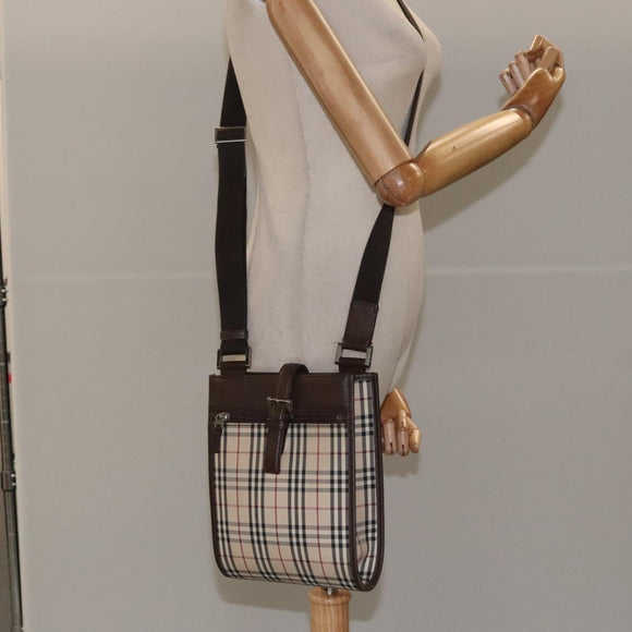 BURBERRY Nova Check Shoulder Bag Canvas Beige Auth 110242