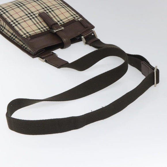 BURBERRY Nova Check Shoulder Bag Canvas Beige Auth 110242