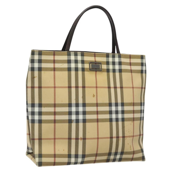BURBERRY Nova Check Hand Bag PVC Beige Auth 110244