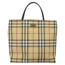 BURBERRY Nova Check Hand Bag PVC Beige Auth 110244-13