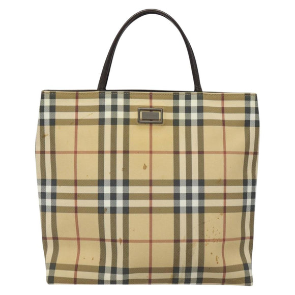BURBERRY Nova Check Hand Bag PVC Beige Auth 110244