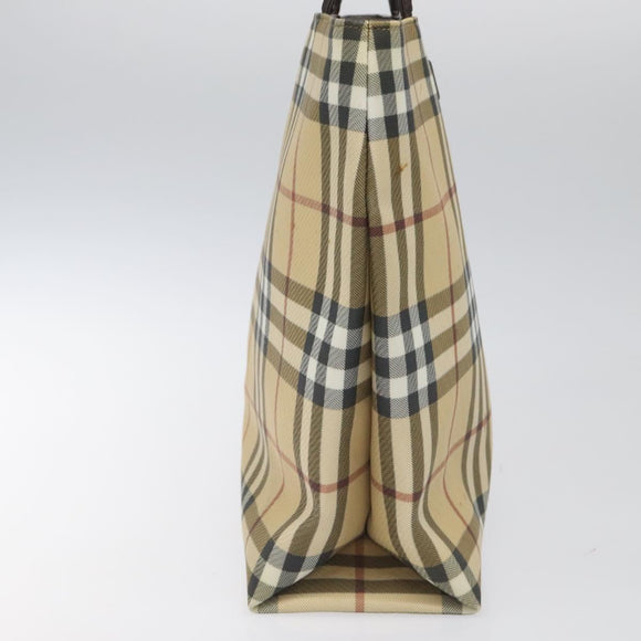 BURBERRY Nova Check Hand Bag PVC Beige Auth 110244