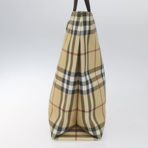 BURBERRY Nova Check Hand Bag PVC Beige Auth 110244