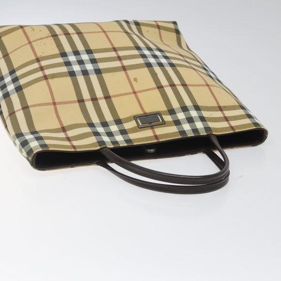 BURBERRY Nova Check Hand Bag PVC Beige Auth 110244