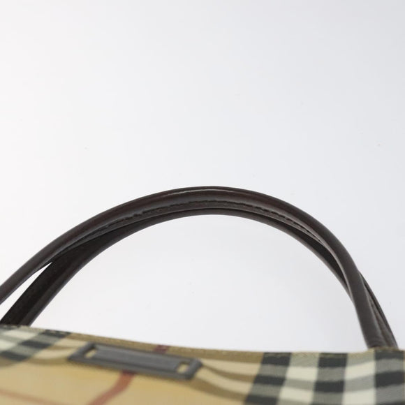 BURBERRY Nova Check Hand Bag PVC Beige Auth 110244