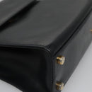 Salvatore Ferragamo Gancini Hand Bag Leather Black Auth 110245-10