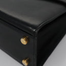 Salvatore Ferragamo Gancini Hand Bag Leather Black Auth 110245-11