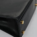 Salvatore Ferragamo Gancini Hand Bag Leather Black Auth 110245-12