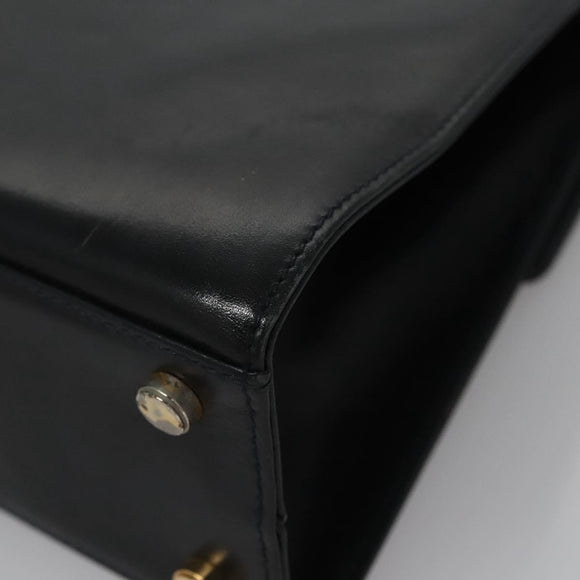 Salvatore Ferragamo Gancini Hand Bag Leather Black Auth 110245