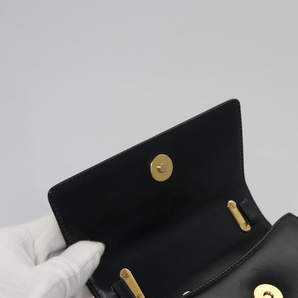 Salvatore Ferragamo Gancini Hand Bag Leather Black Auth 110245