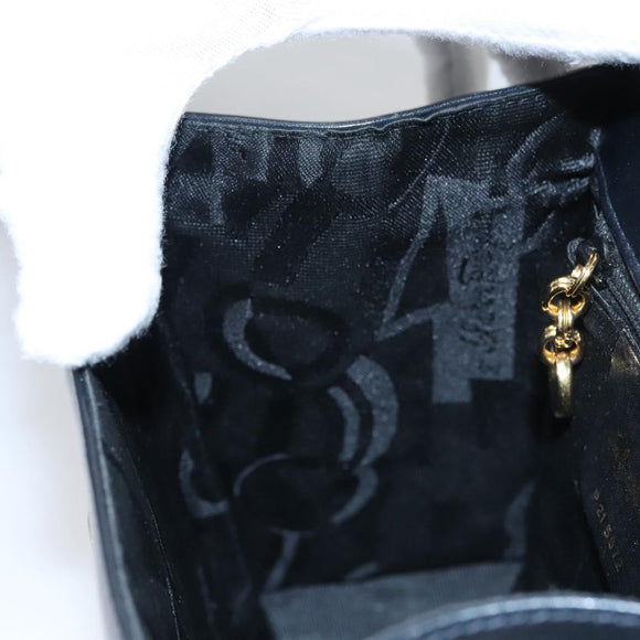 Salvatore Ferragamo Gancini Hand Bag Leather Black Auth 110245