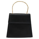 Salvatore Ferragamo Gancini Hand Bag Leather Black Auth 110245-2