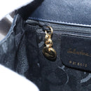 Salvatore Ferragamo Gancini Hand Bag Leather Black Auth 110245-20