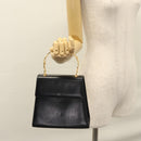 Salvatore Ferragamo Gancini Hand Bag Leather Black Auth 110245-22