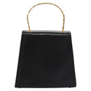 Salvatore Ferragamo Gancini Hand Bag Leather Black Auth 110245-3