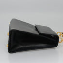 Salvatore Ferragamo Gancini Hand Bag Leather Black Auth 110245-4