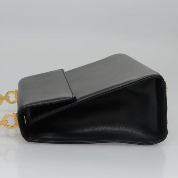 Salvatore Ferragamo Gancini Hand Bag Leather Black Auth 110245