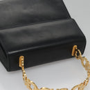 Salvatore Ferragamo Gancini Hand Bag Leather Black Auth 110245-6