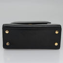Salvatore Ferragamo Gancini Hand Bag Leather Black Auth 110245-9