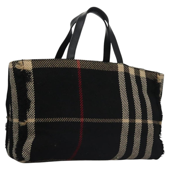 BURBERRY Nova Check Hand Bag Canvas Black Auth 110246