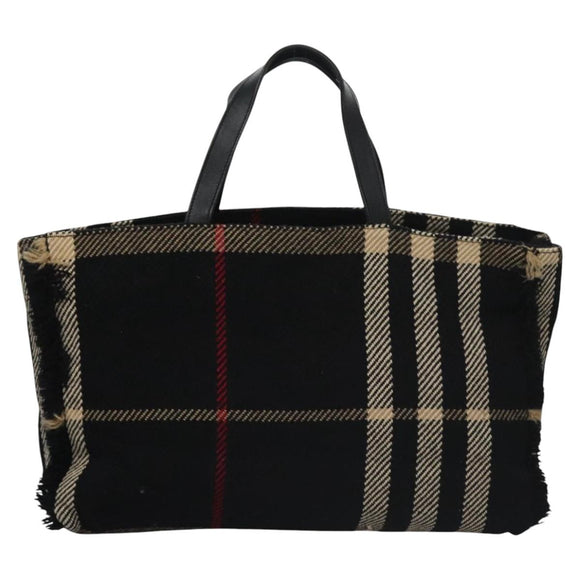 BURBERRY Nova Check Hand Bag Canvas Black Auth 110246