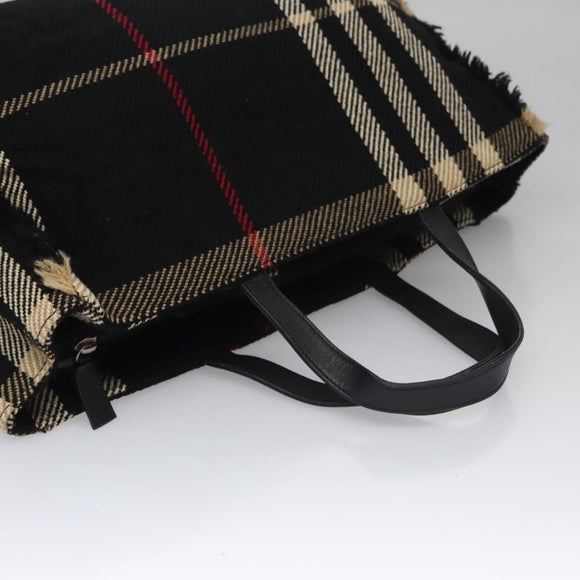 BURBERRY Nova Check Hand Bag Canvas Black Auth 110246