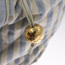 CHANEL Matelasse Chain Shoulder Bag Canvas White Light Blue CC Auth 110253-10